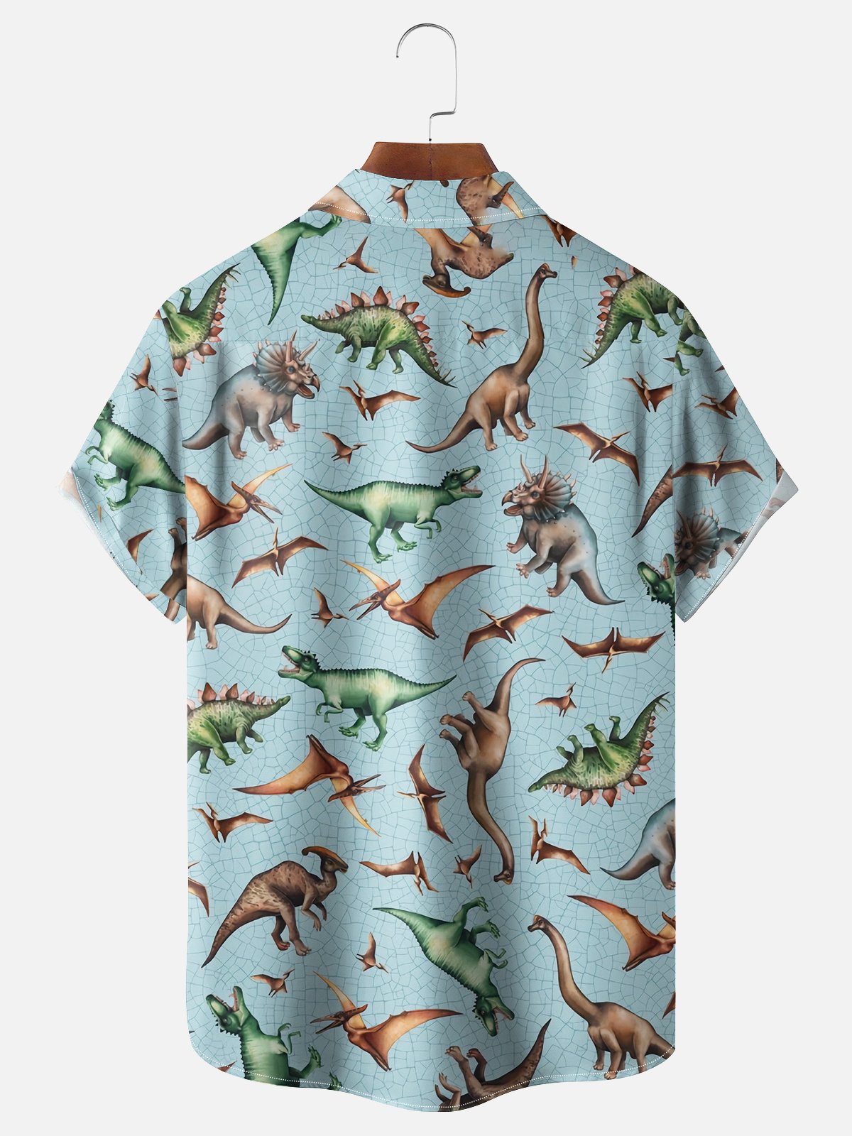 Moisture-wicking Dinosaur Chest Pocket Hawaiian Shirt