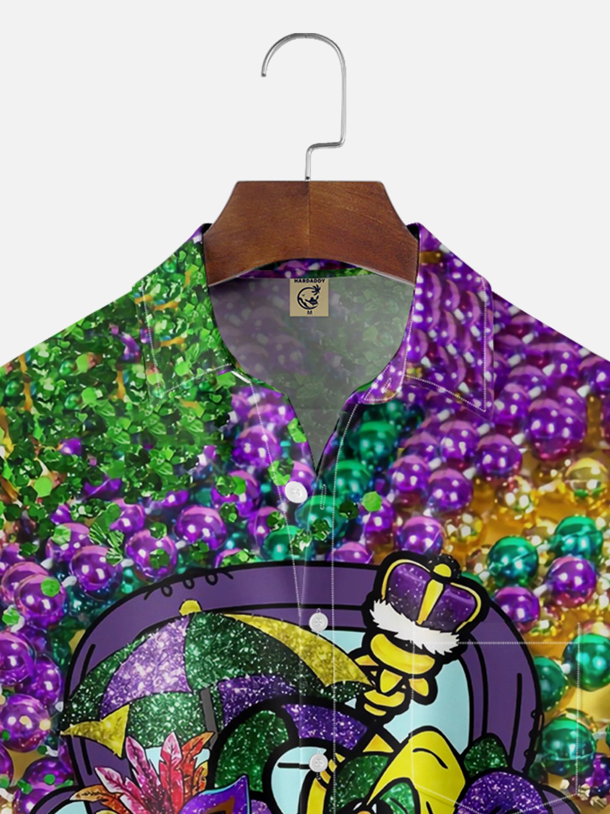 Moisture-wicking Mardi Gras Carnival Beads Mask Chest Pocket Casual Shirt