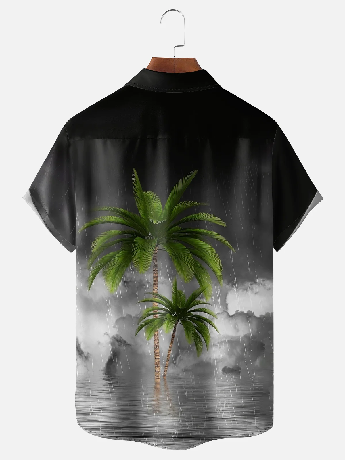 Moisture-wicking Palm Tree Chest Pocket Hawaiian Shirt