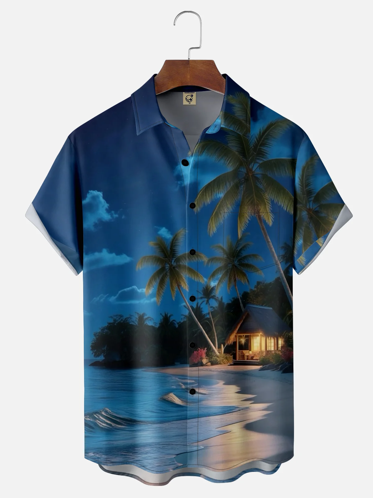 Moisture-wicking Palm Tree Chest Pocket Hawaiian Shirt