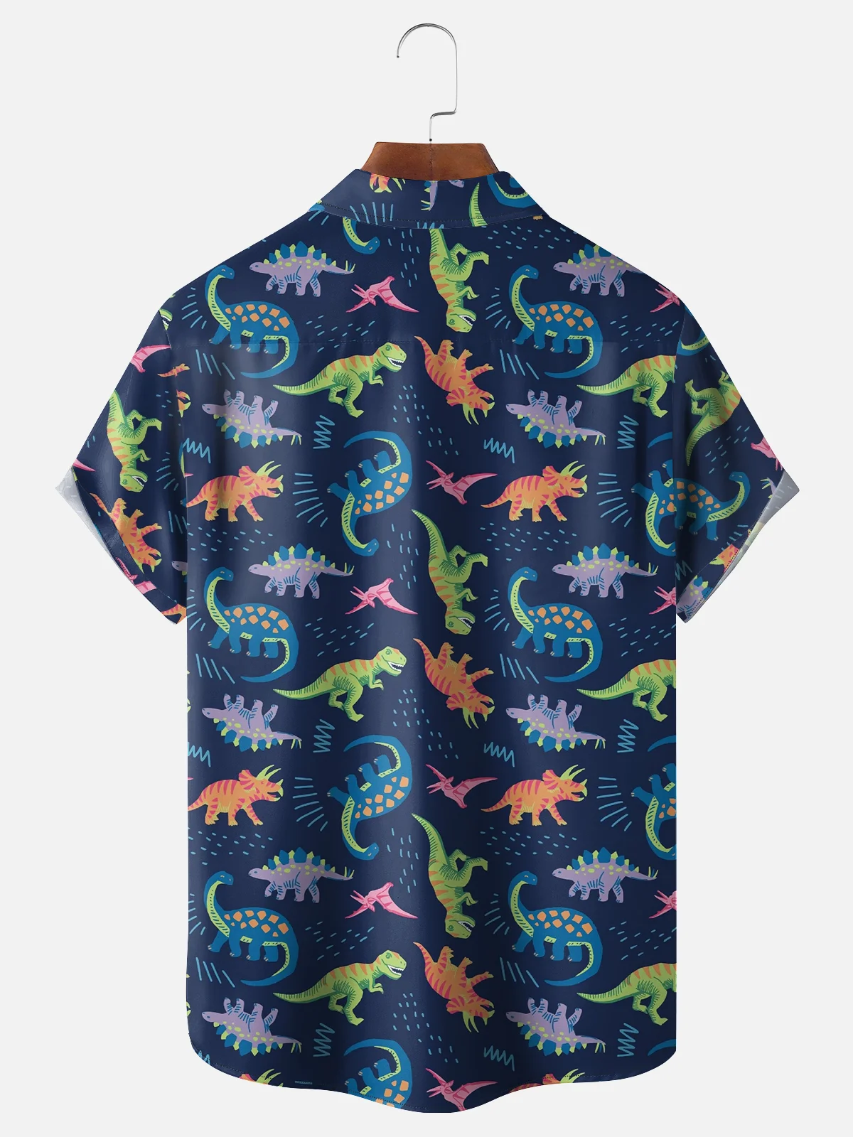 Moisture-wicking Dinosaurs Chest Pocket Hawaiian Shirt