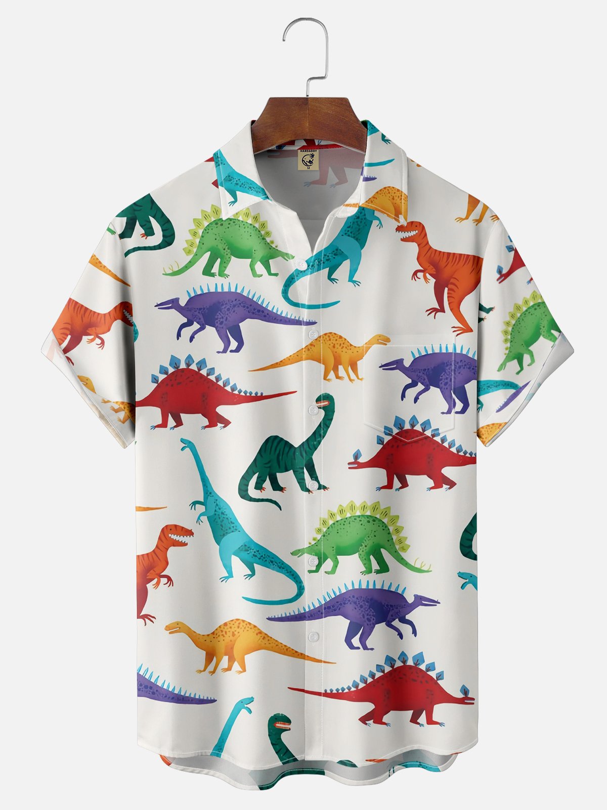 Moisture-wicking Dinosaur Chest Pocket Casual Shirt