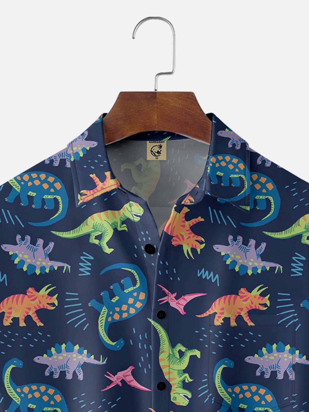 Moisture-wicking Dinosaurs Chest Pocket Hawaiian Shirt