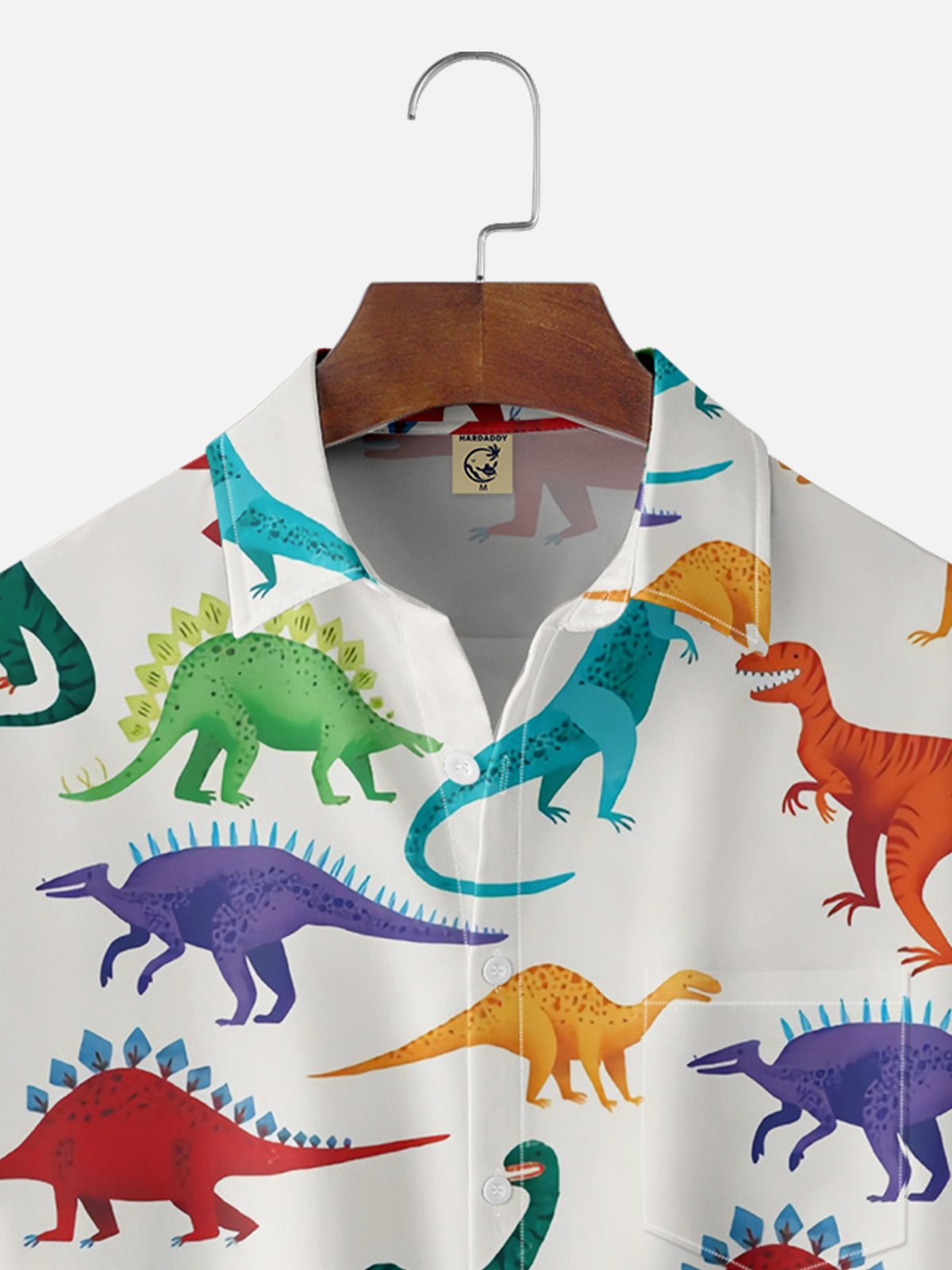 Moisture-wicking Dinosaur Chest Pocket Casual Shirt