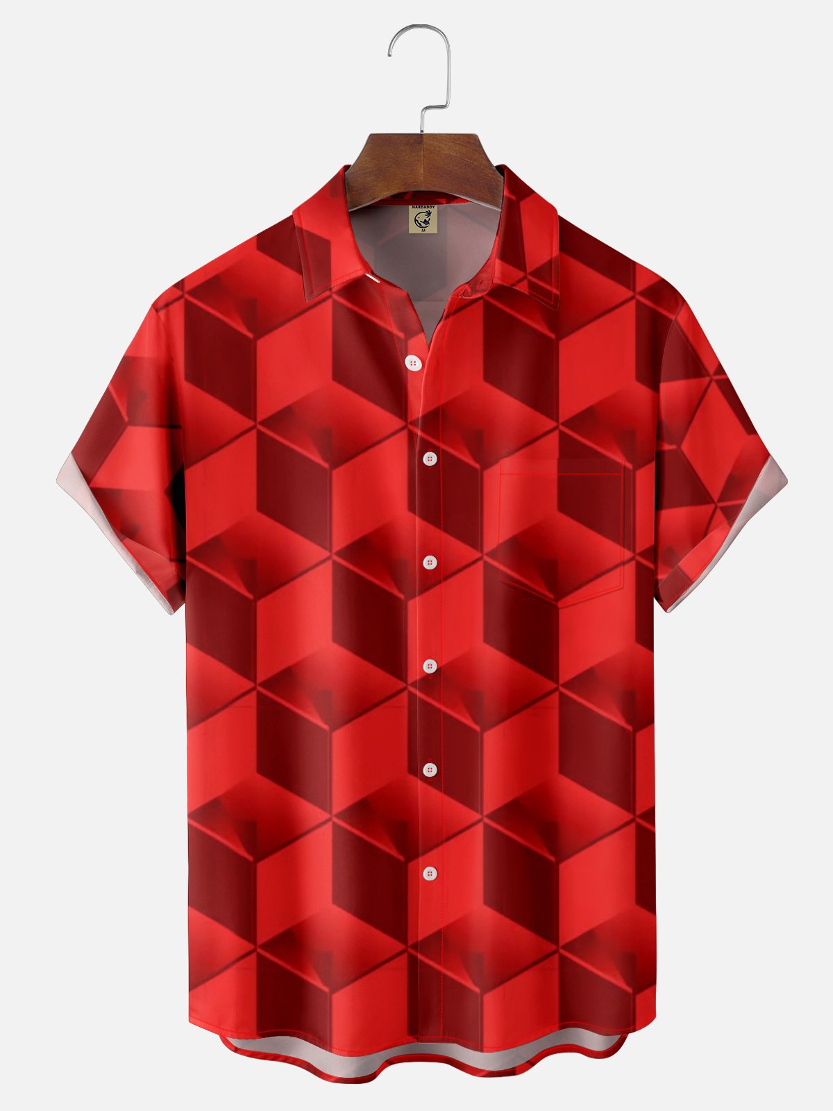 Moisture-wicking Gradient Geomatric Chest Pocket Casual Shirt