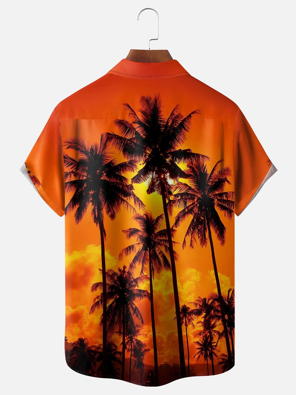 Moisture-wicking Palm Tree Chest Pocket Hawaiian Shirt