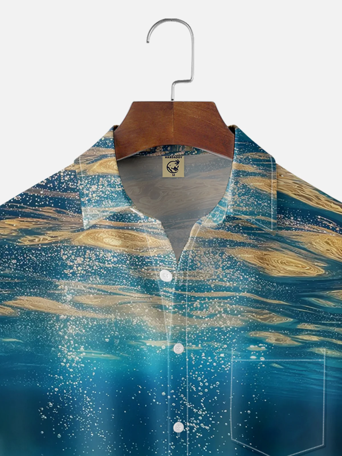 Moisture-wicking Ocean Light Art Chest Pocket Hawaiian Shirt