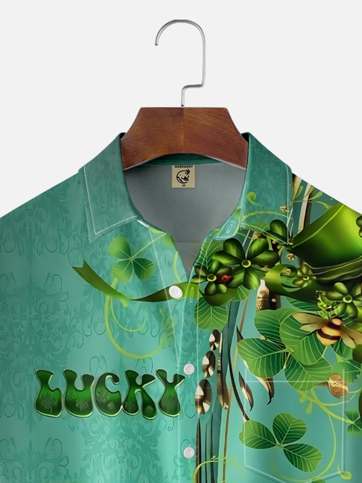 Moisture-wicking St. Patrick's Day Gnome Gold Coin Chest Pocket Hawaiian Shirt