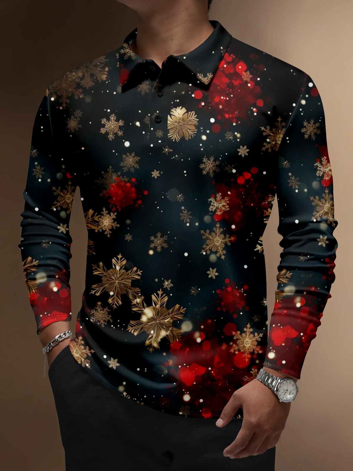 Moisture Wicking Christmas Snowflakes Golf Polo