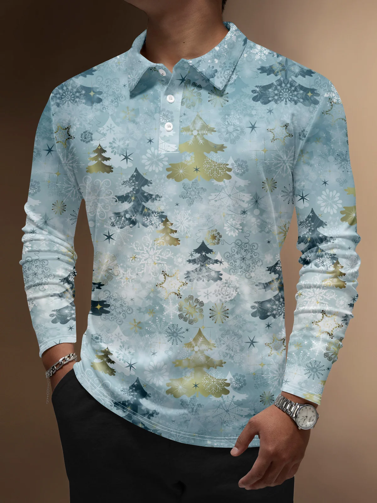 Moisture Wicking Christmas Snowflakes Golf Polo