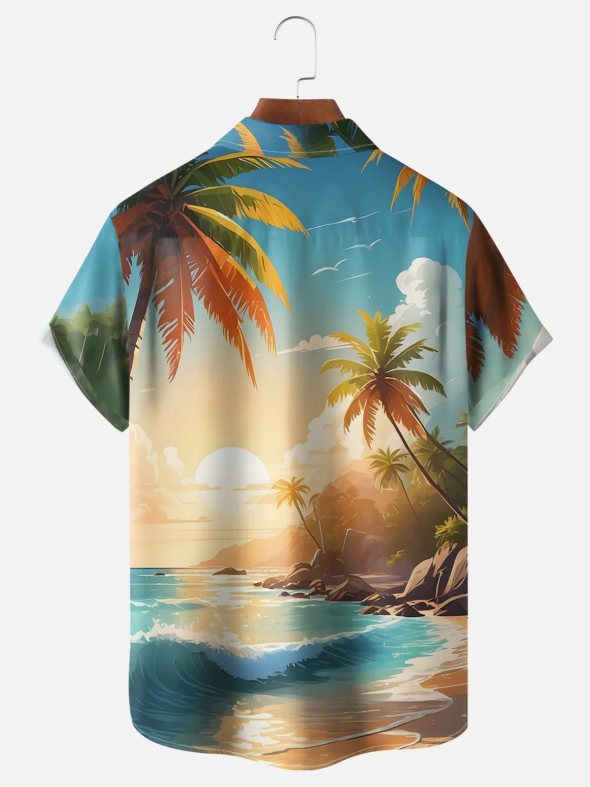 Moisture-wicking Bigfoot Island Surfing Chest Pocket Hawaiian Shirt