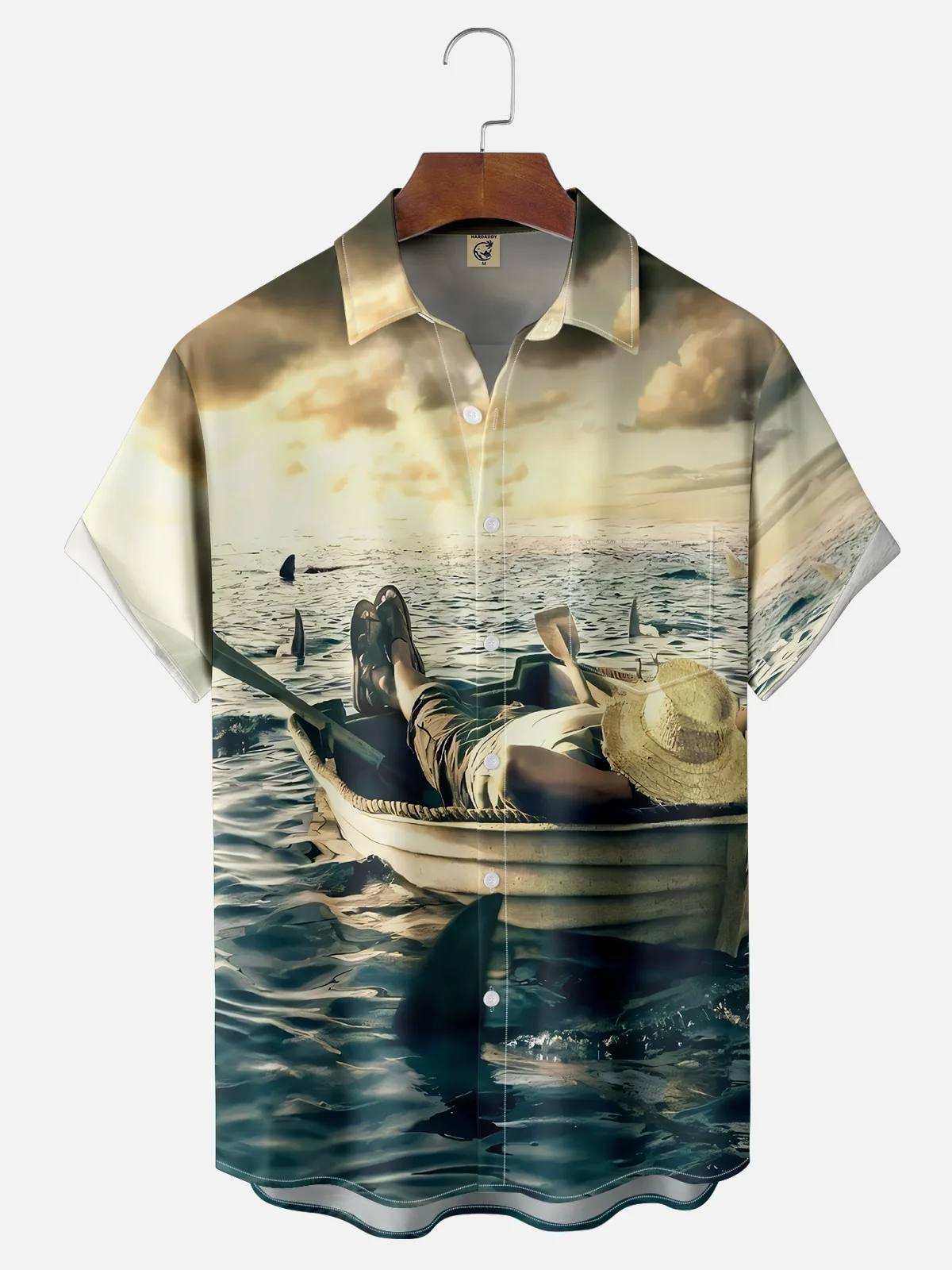 Moisture-wicking Sunset Ocean Drifting Chest Pocket Hawaiian Shirt