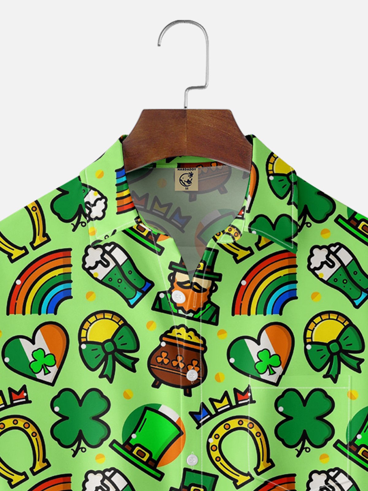 Moisture Wicking St. Parker Clover Gnome Chest Pocket Casual Shirt