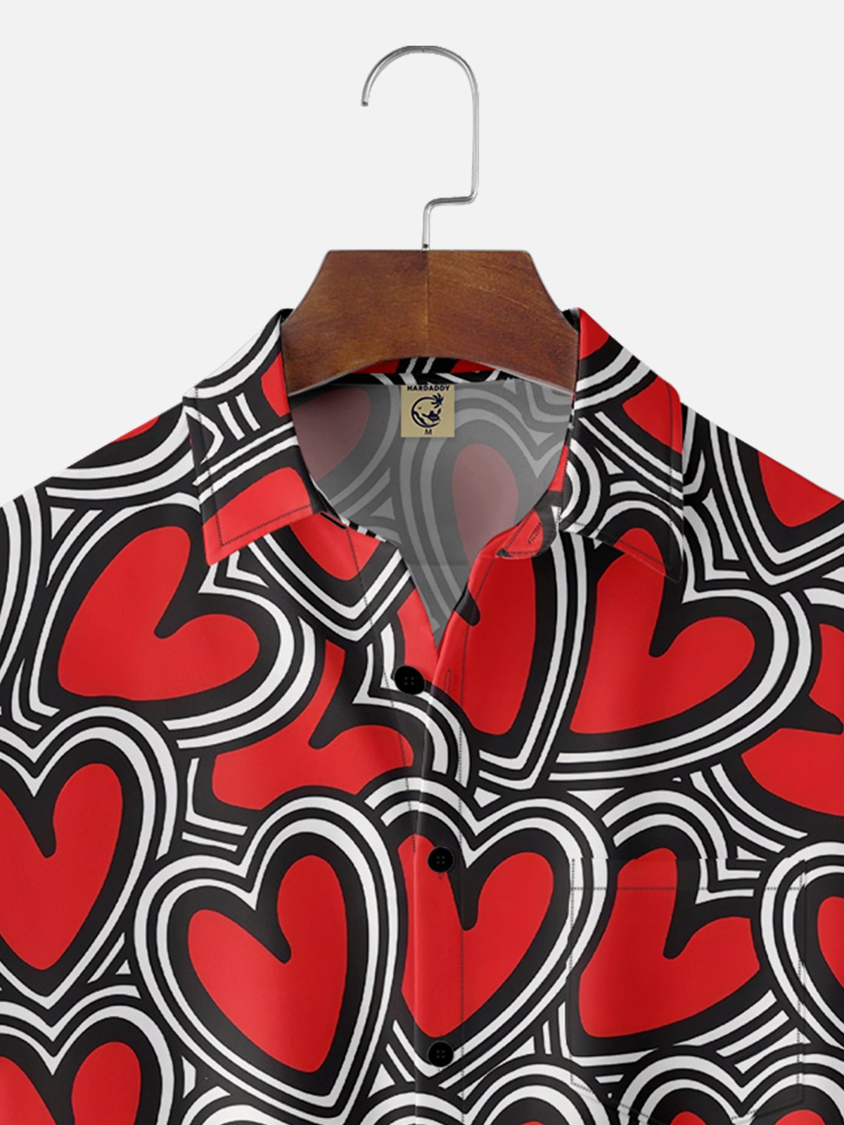 Moisture-wicking Valentine's Day Art Love Heart Red Illustration Chest Pocket Hawaiian Shirt