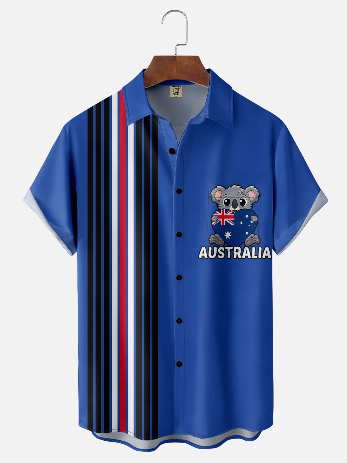 Moisture-wicking Australia Day Koala Chest Pocket Bowling Shirt