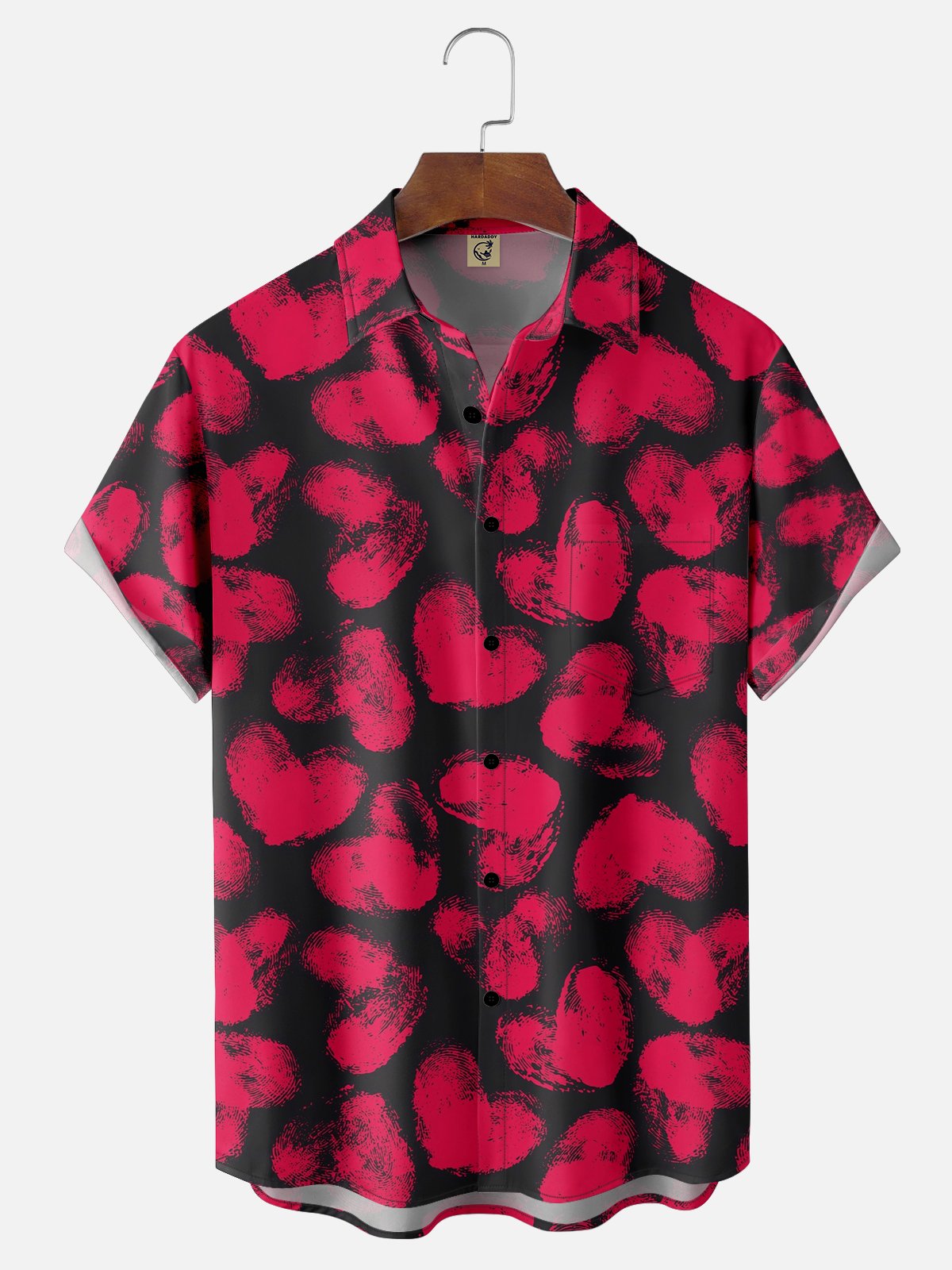 Moisture Wicking Valentine's Day Heart Chest Pocket Casual Shirt