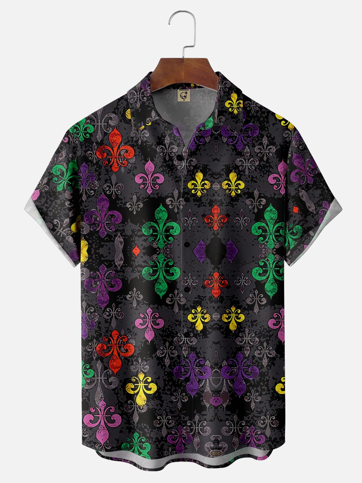 Moisture Wicking Mardi Gras Chest Pocket Casual Shirt