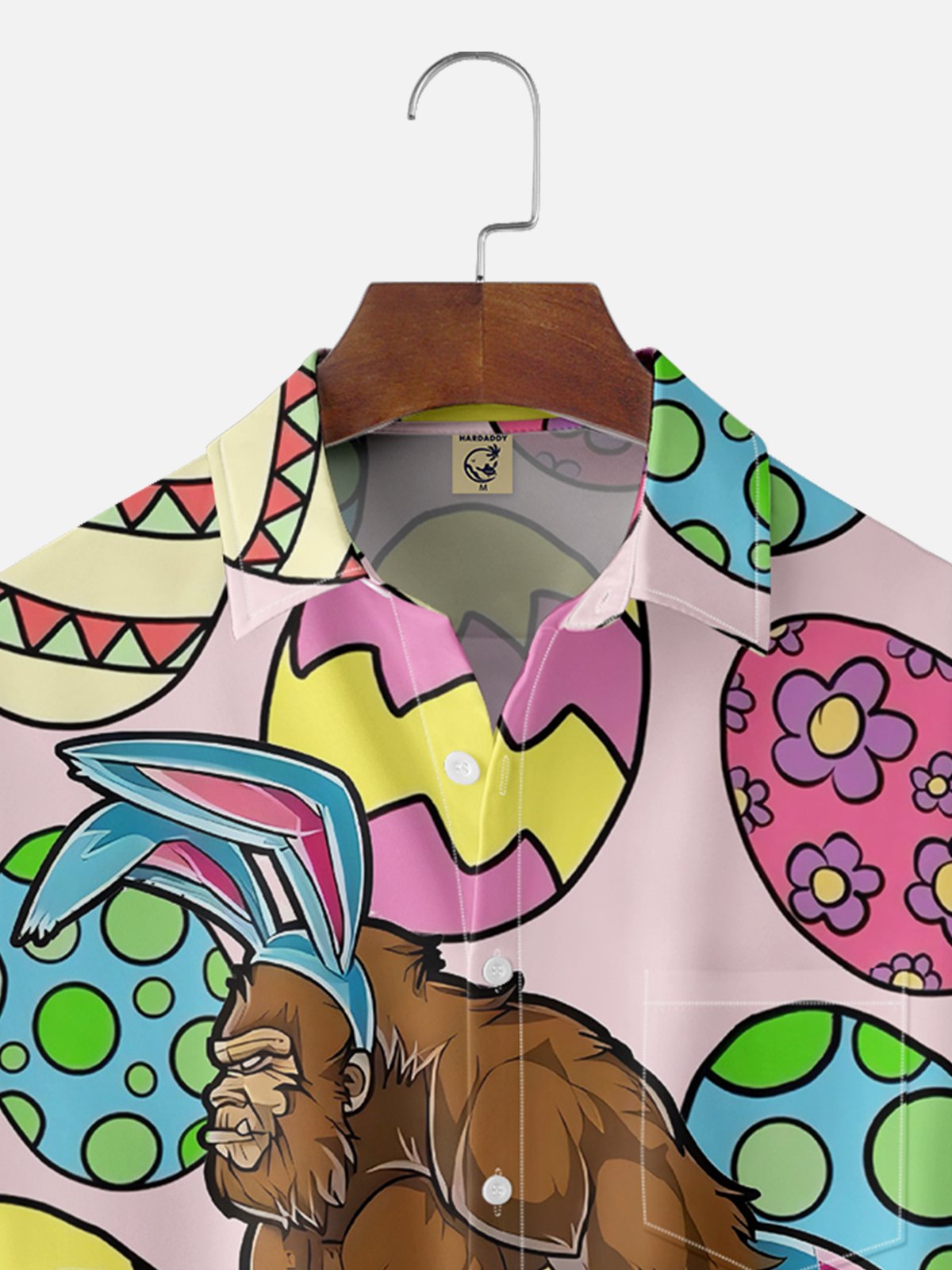 Moisture-wicking Easter Egg Bigfoot Chest Pocket Hawaiian Shirt