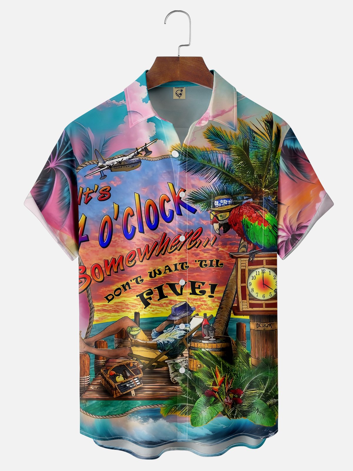 Moisture Wicking Hawaiian 5 O'Clock Chest Pocket Casual Shirt