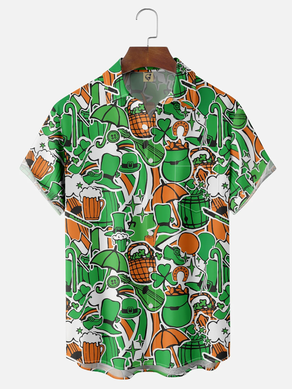 Moisture Wicking St. Patrick's Day Shamrock Chest Pocket Casual Shirt