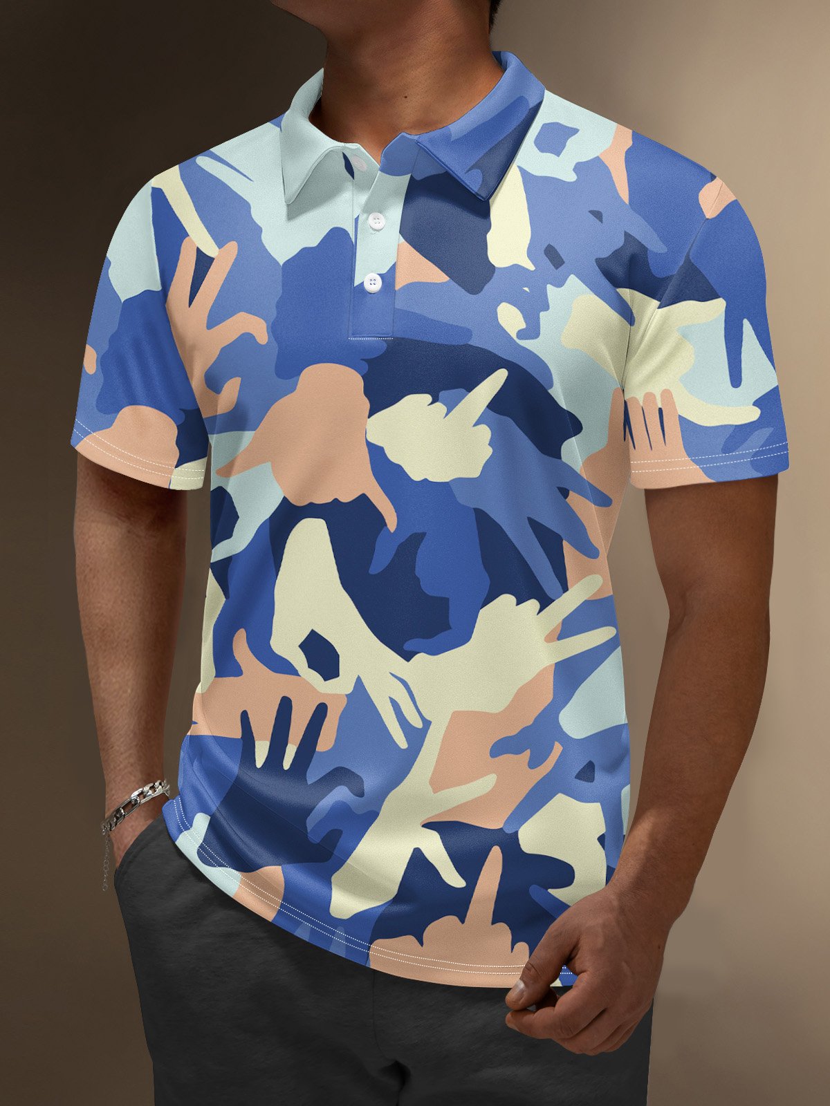 Moisture Wicking Abstract Camouflage Golf Polo