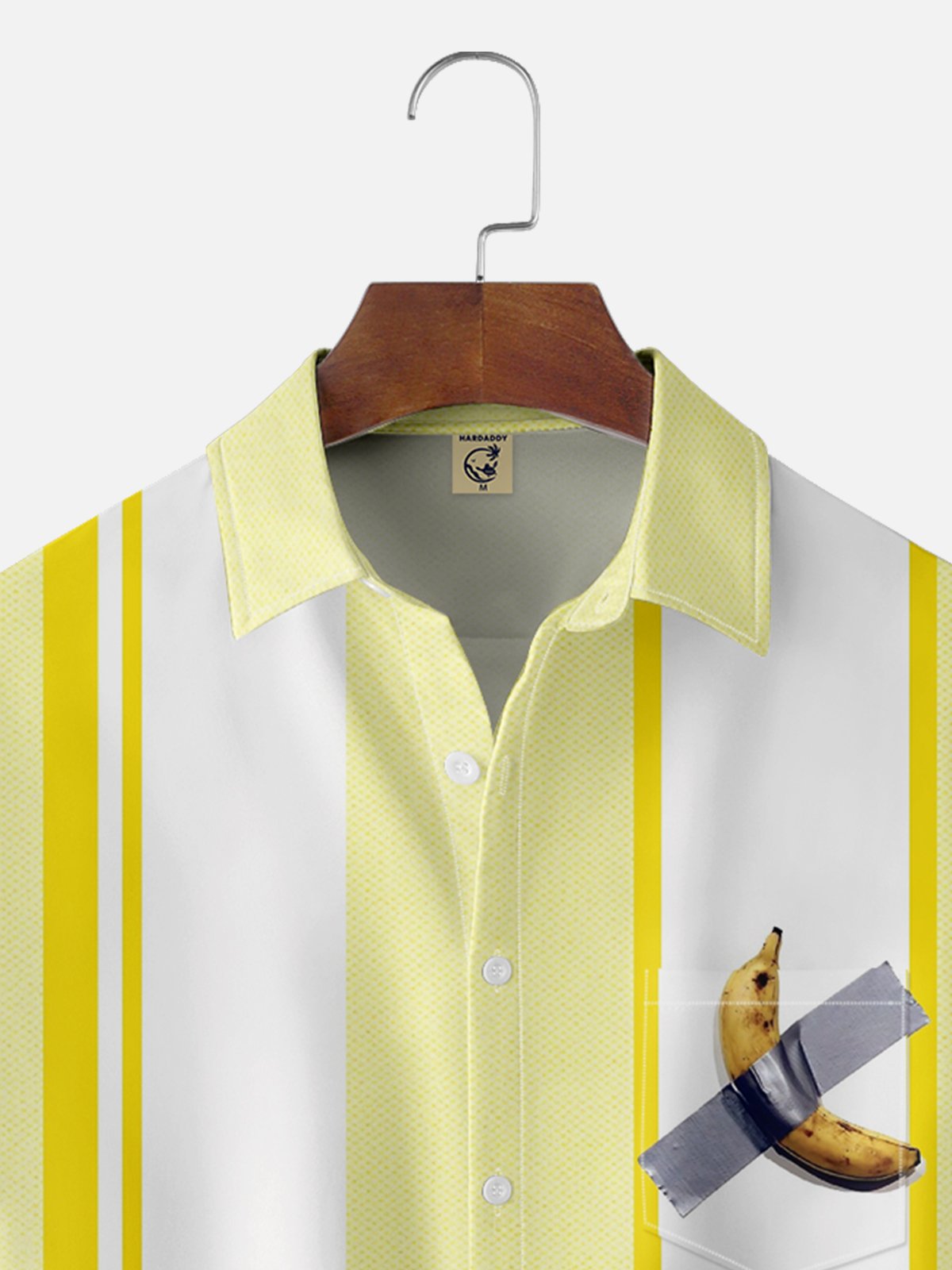 Moisture-wicking Abstract Banana Modern Art Chest Pocket Bowling Shirt