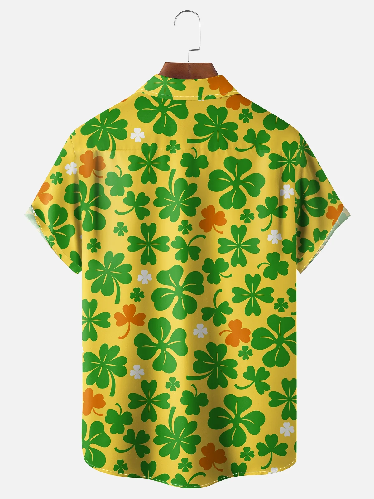 Moisture Wicking St. Patrick's Day Clover Gnome Chest Pocket Bowling Shirt