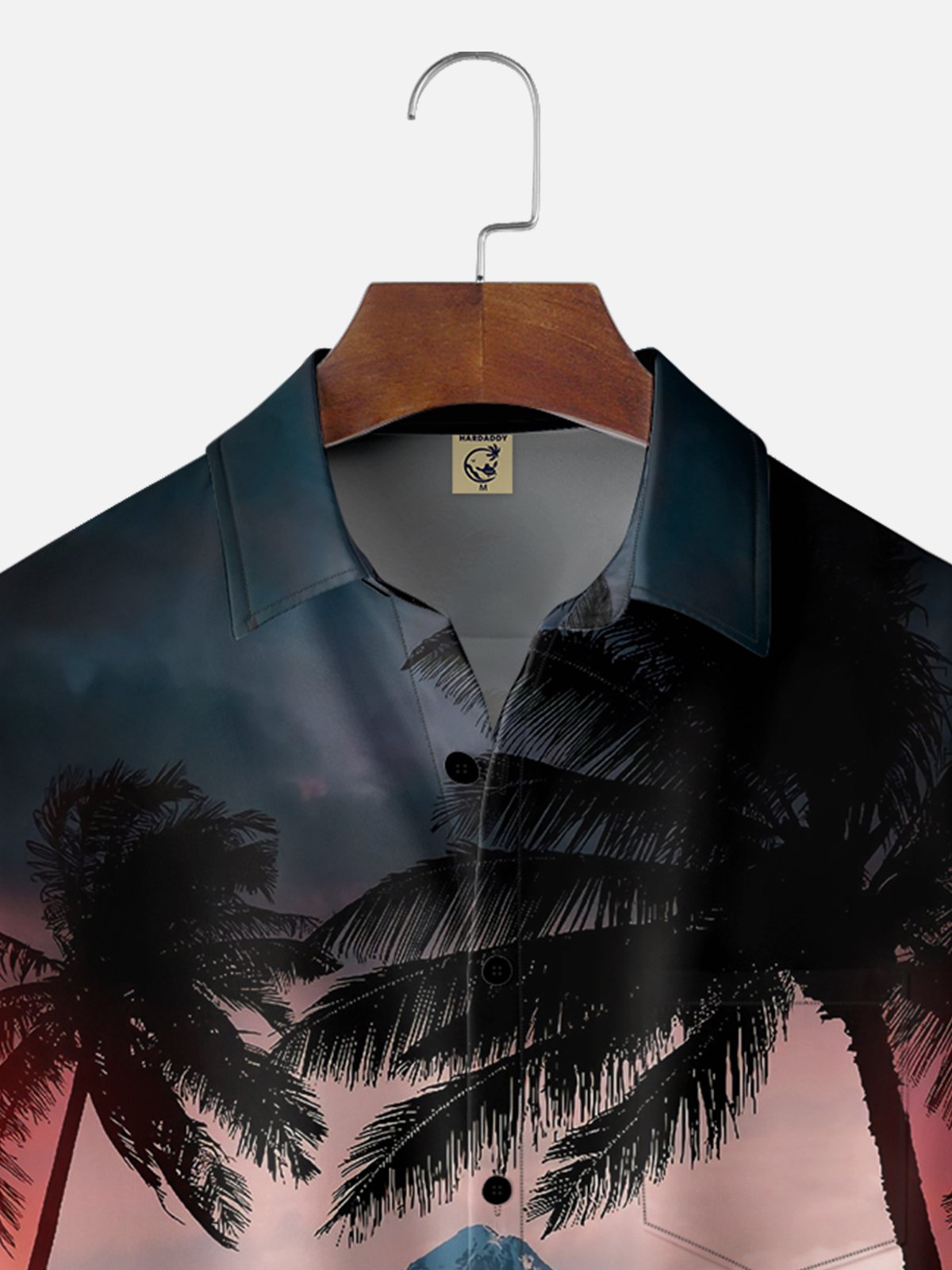 Moisture Wicking Hawaiian Coconut Tree Chest Pocket Casual Shirt