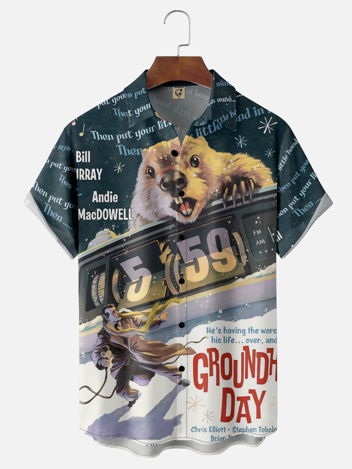 Moisture-wicking Groundhog Day Fun Groundhog Attack Chest Pocket Hawaiian Shirt