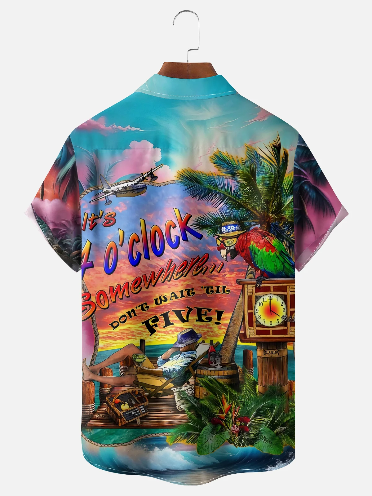 Moisture Wicking Hawaiian 5 O'Clock Chest Pocket Casual Shirt