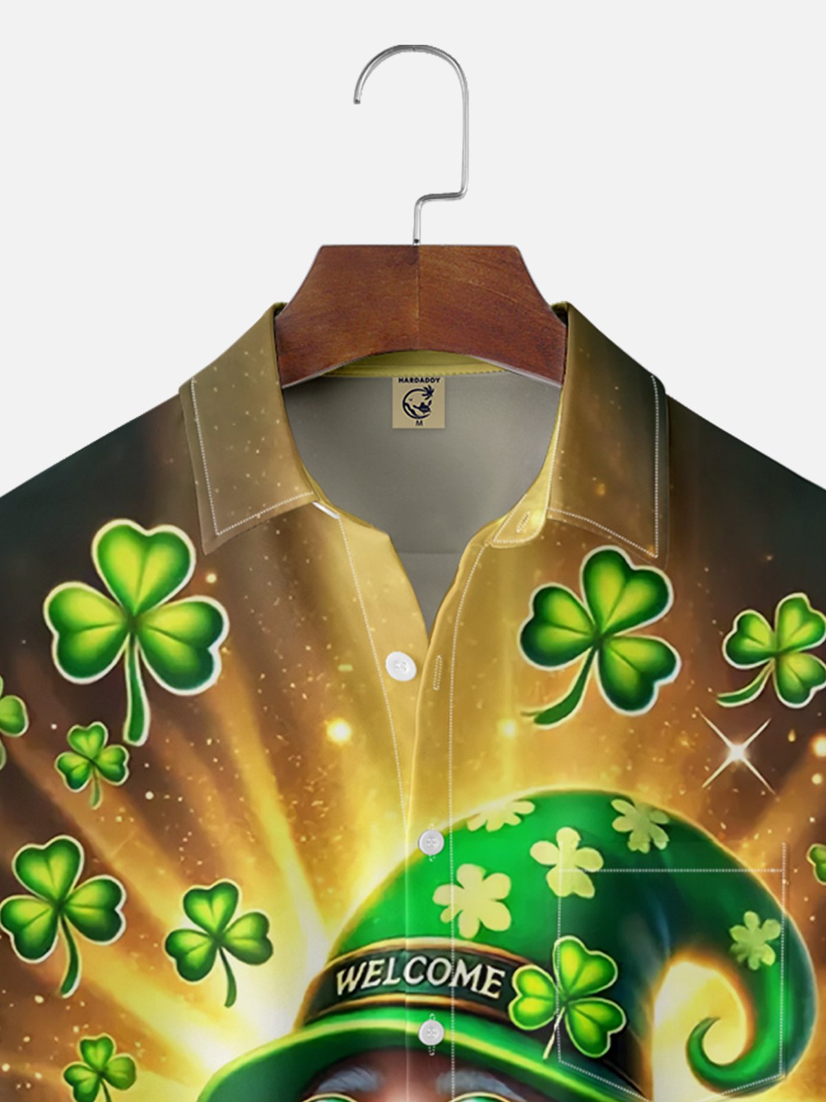 Moisture wicking St. Patrick's Day Shamrock Gnome Beer Chest pocket Casual shirt