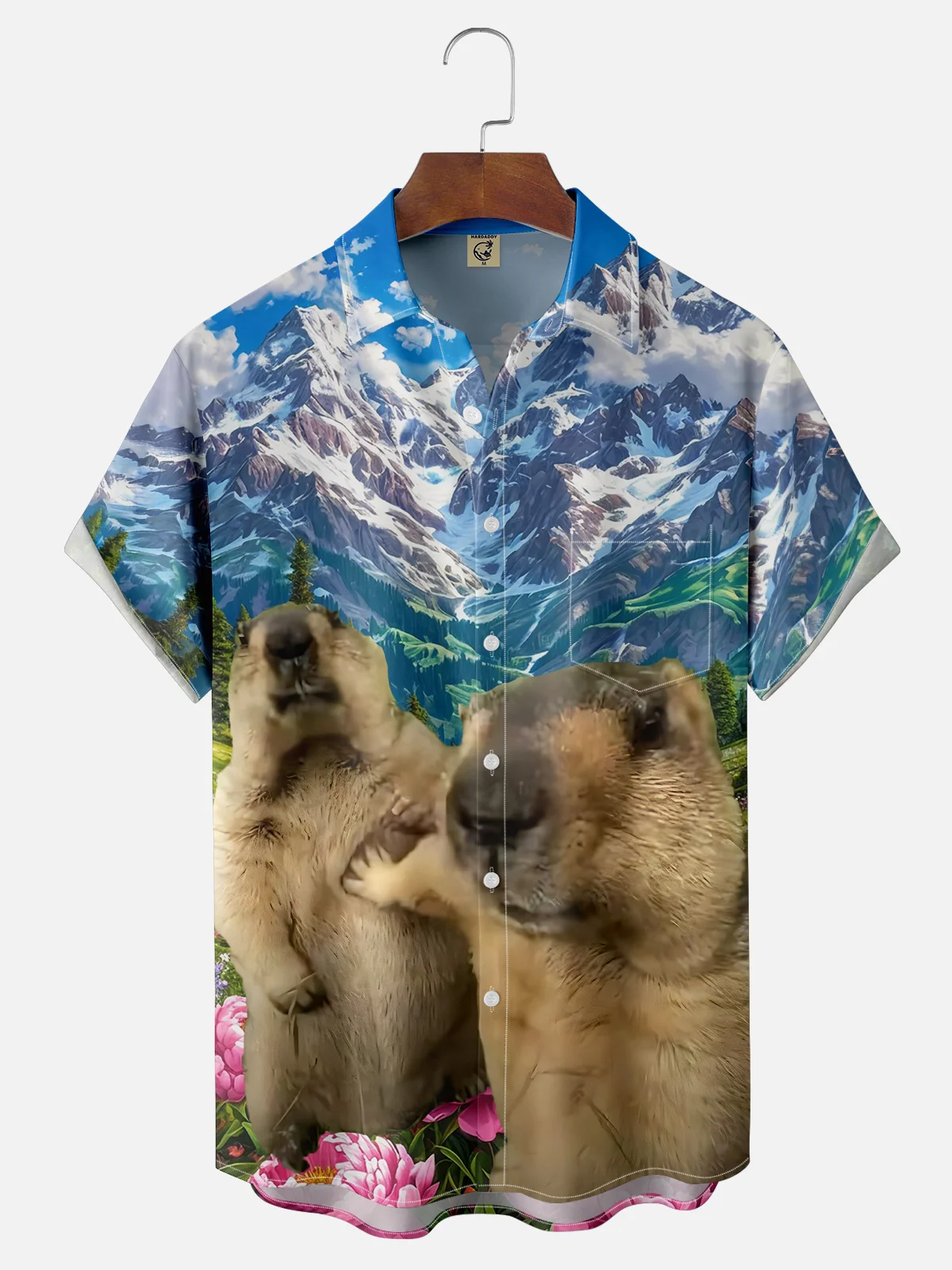 Moisture-wicking Groundhog Day Fun Groundhog Chest Pocket Hawaiian Shirt