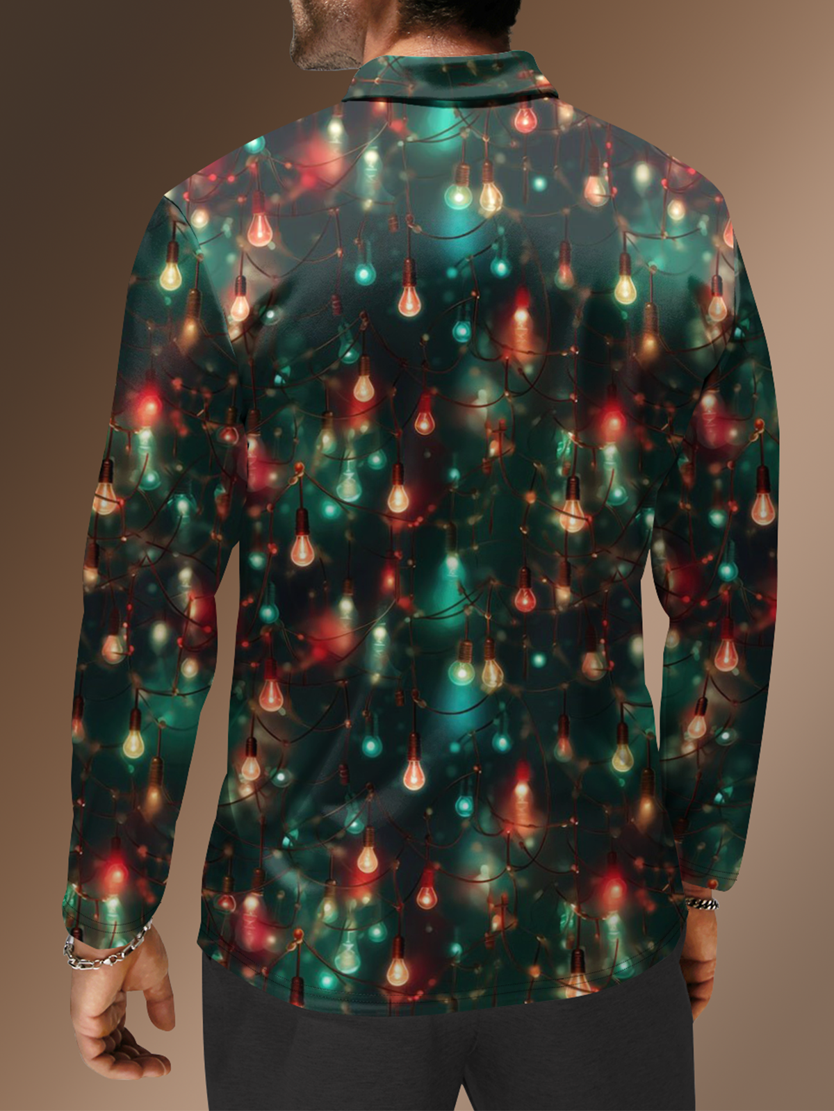 Moisture Wicking Christmas Lights Golf Polo