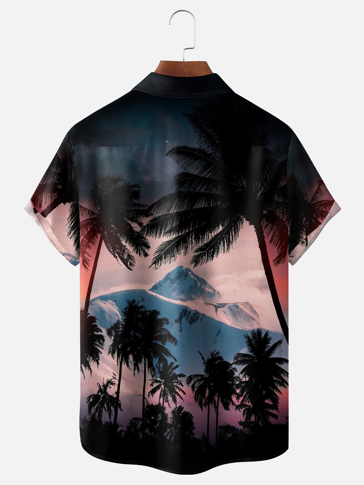 Moisture Wicking Hawaiian Coconut Tree Chest Pocket Casual Shirt