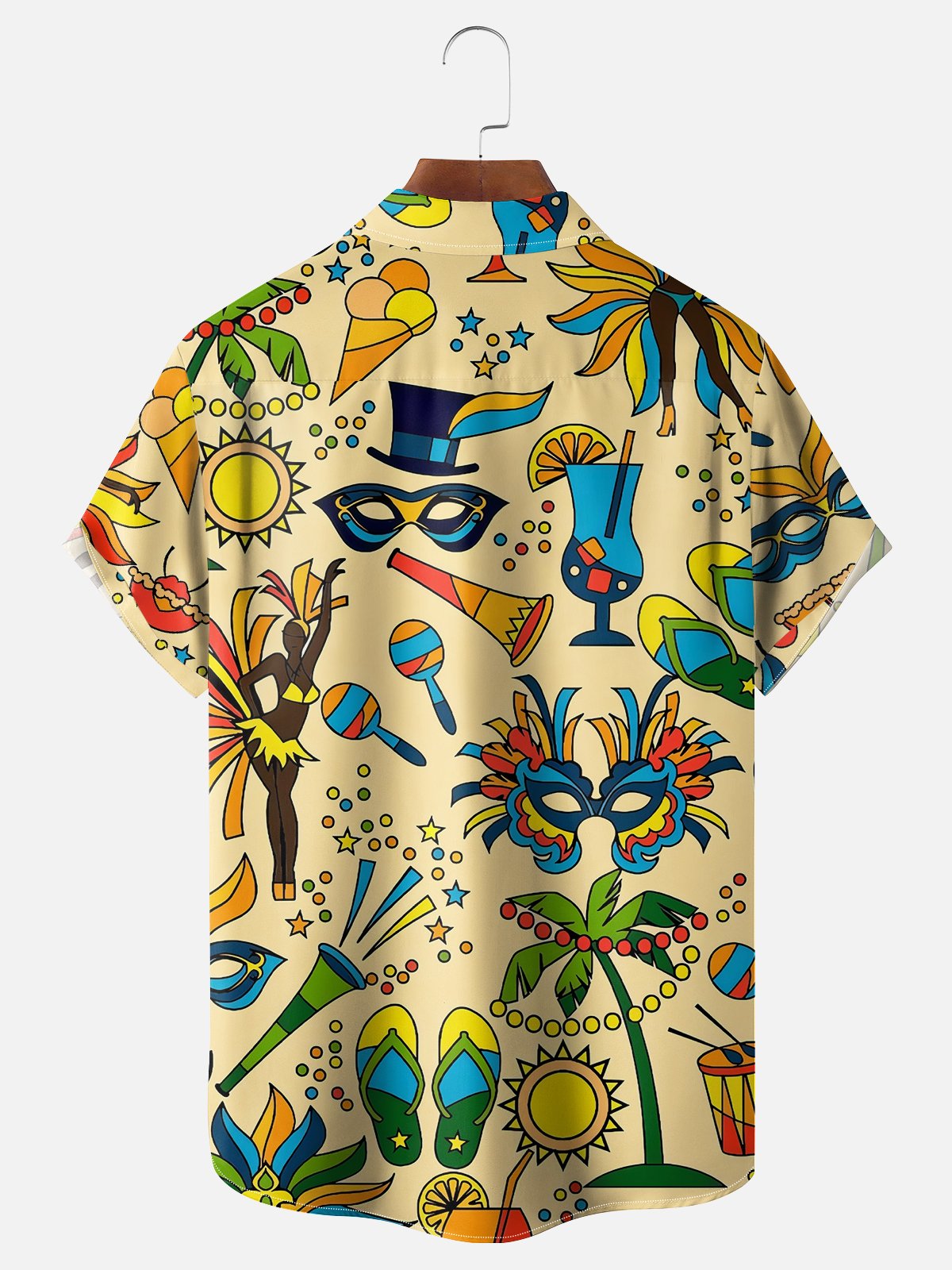 Moisture-wicking Mardi Gras Art Mask Obedient Chest Pocket Hawaiian Shirt