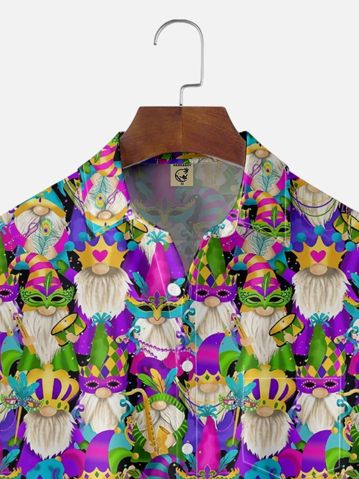 Moisture Wicking Mardi Gras Midget Chest Pocket Casual Hawaiian Shirt