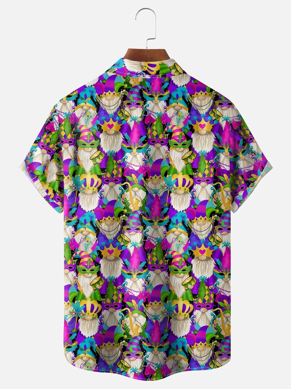 Moisture Wicking Mardi Gras Midget Chest Pocket Casual Hawaiian Shirt