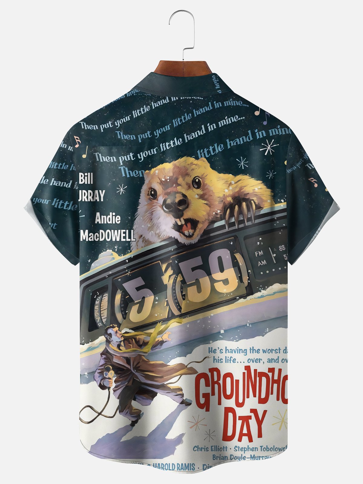 Moisture-wicking Groundhog Day Fun Groundhog Attack Chest Pocket Hawaiian Shirt