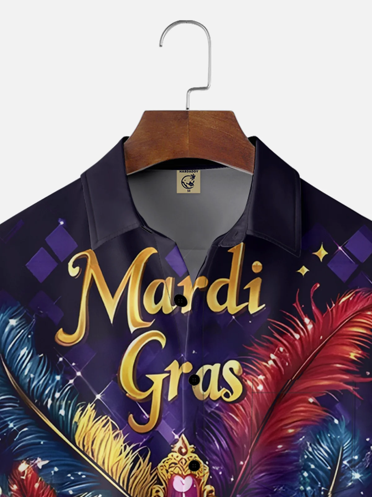 Moisture Wicking Mardi Gras Mask Chest Pocket Casual Shirt