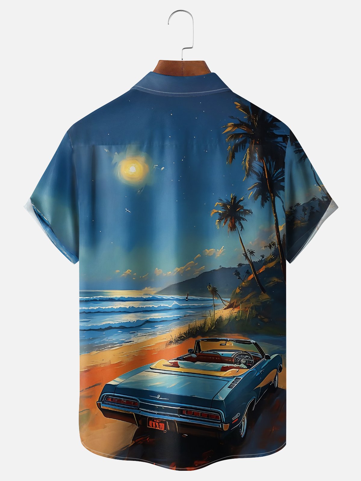 Moisture Wicking Hawaiian Coconut Tree Auto Chest Pocket Casual Shirt