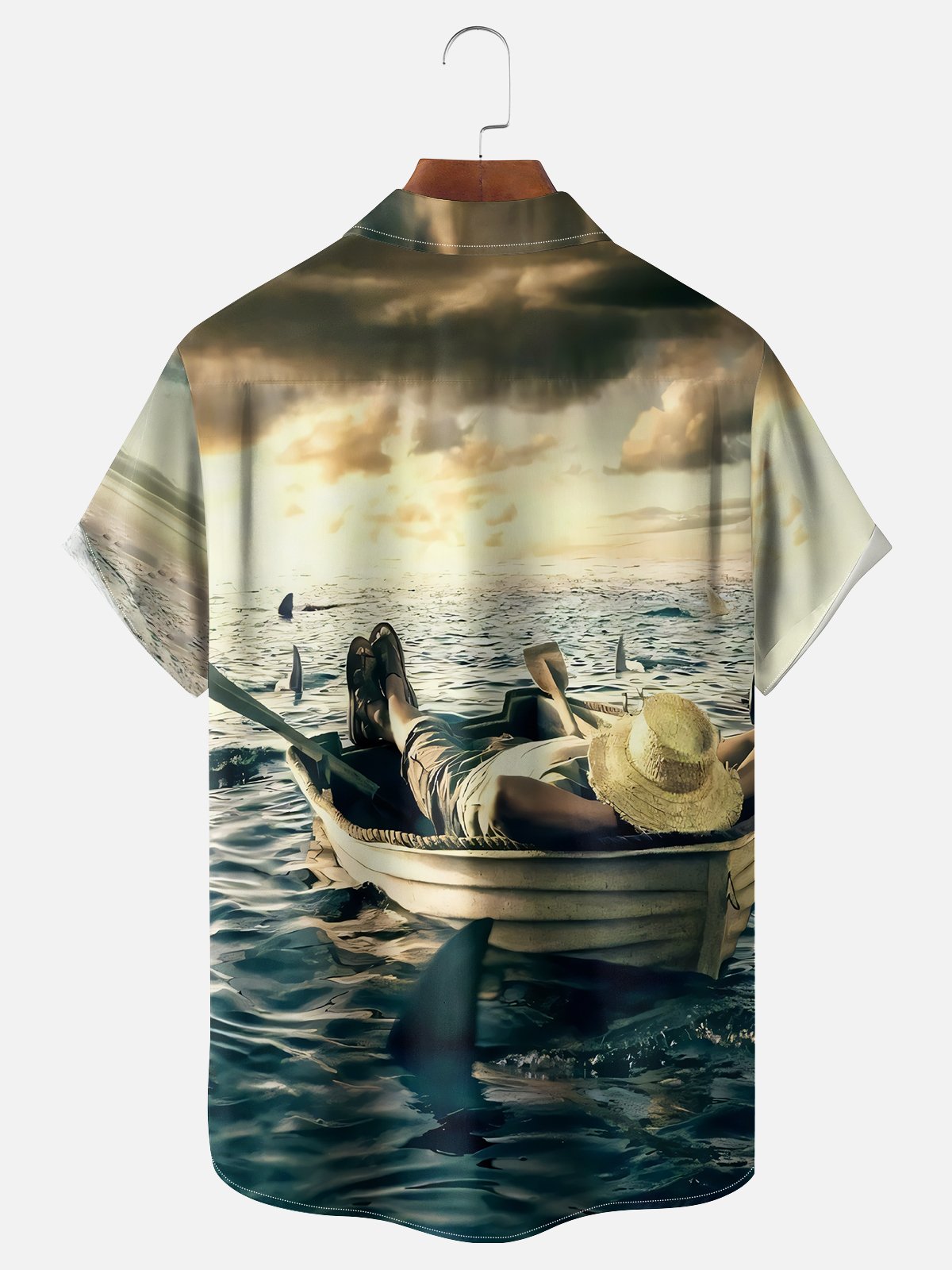 Moisture-wicking Sunset Ocean Drifting Chest Pocket Hawaiian Shirt