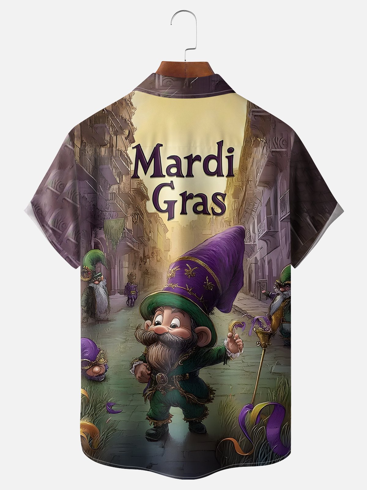 Moisture Wicking Mardi Gras Midget Chest Pocket Casual Shirt