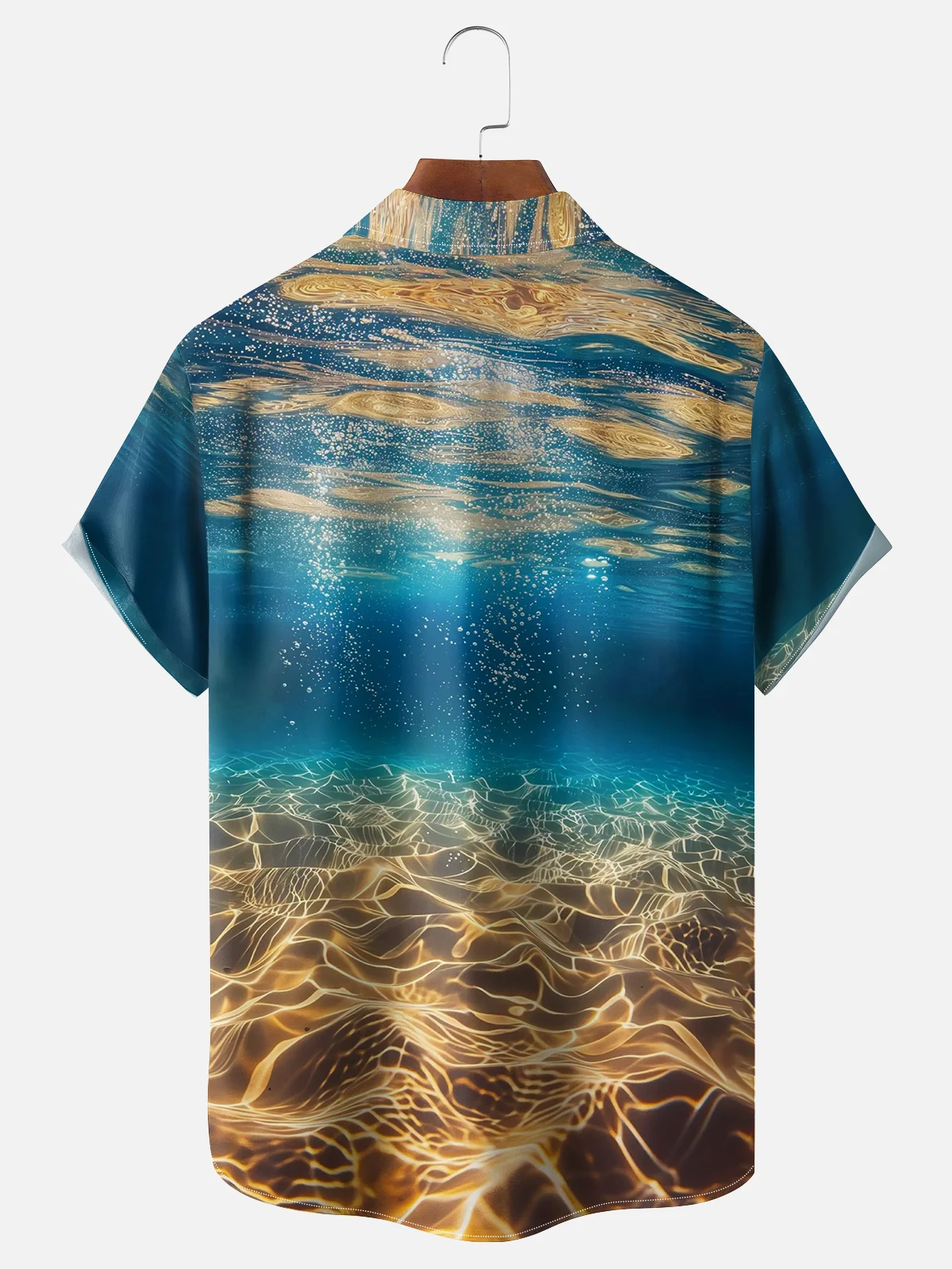 Moisture-wicking Ocean Light Art Chest Pocket Hawaiian Shirt