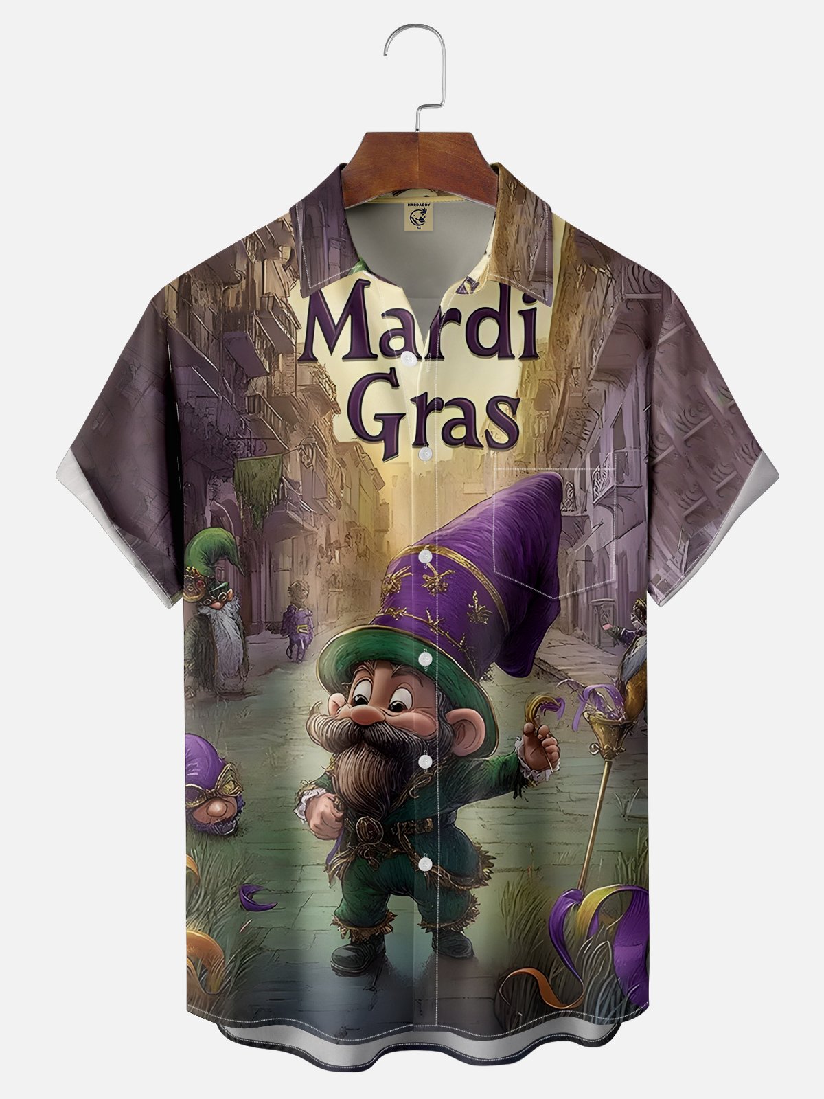 Moisture Wicking Mardi Gras Midget Chest Pocket Casual Shirt