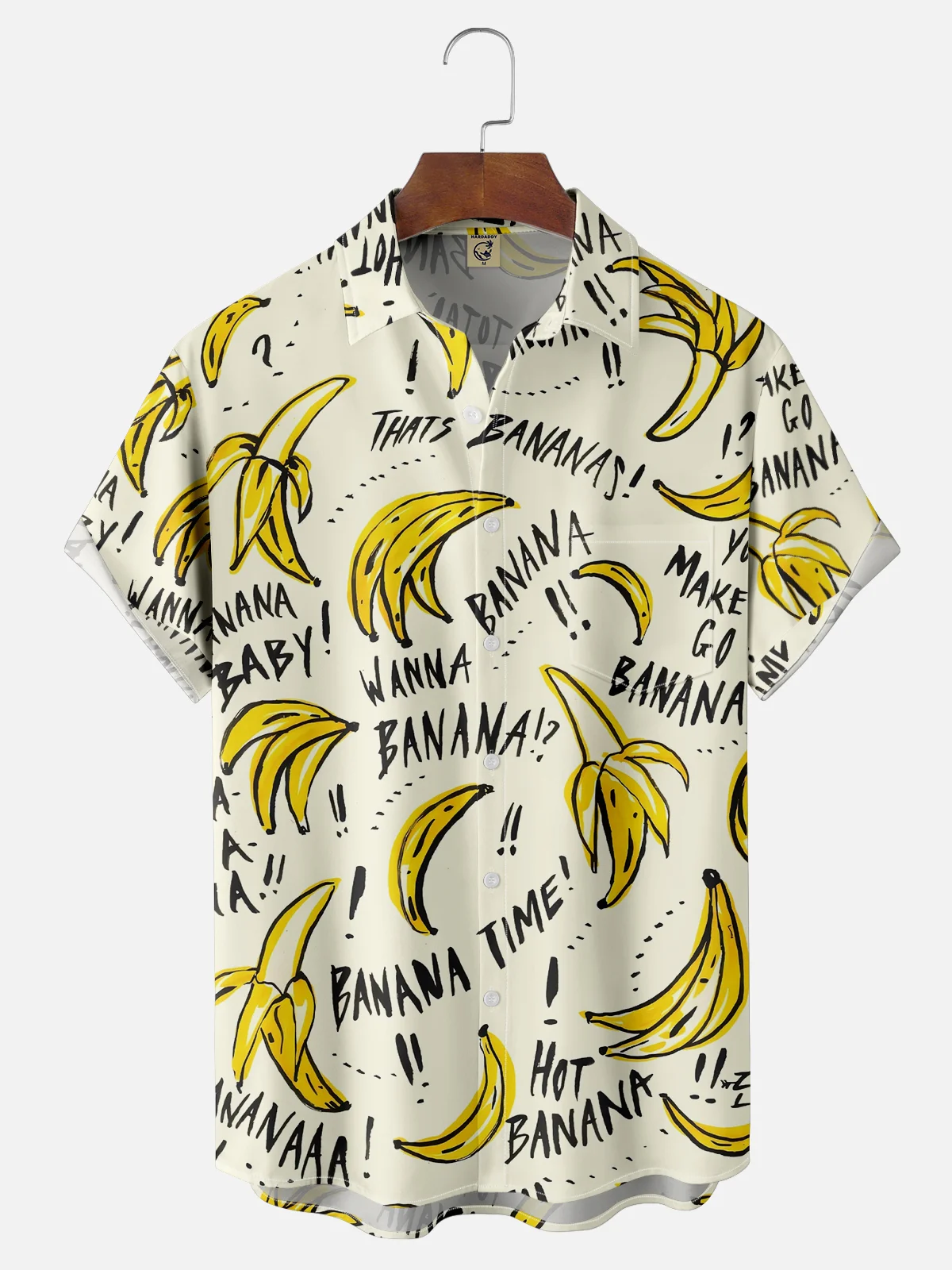 Moisture-wicking Abstract Banana Art Chest Pocket Hawaiian Shirt