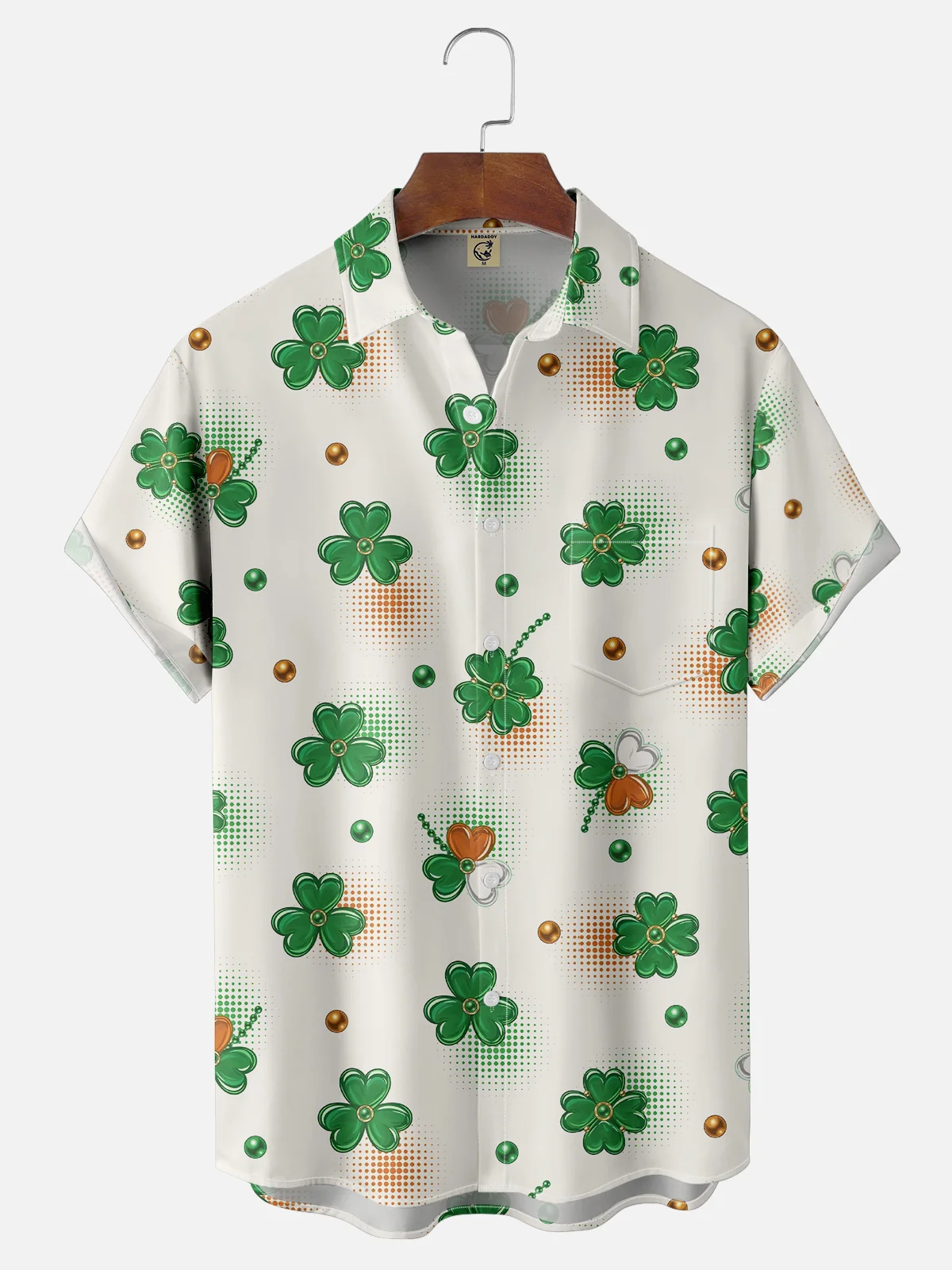 Moisture Wicking St. Patrick's Day Shamrock Chest Pocket Casual Shirt