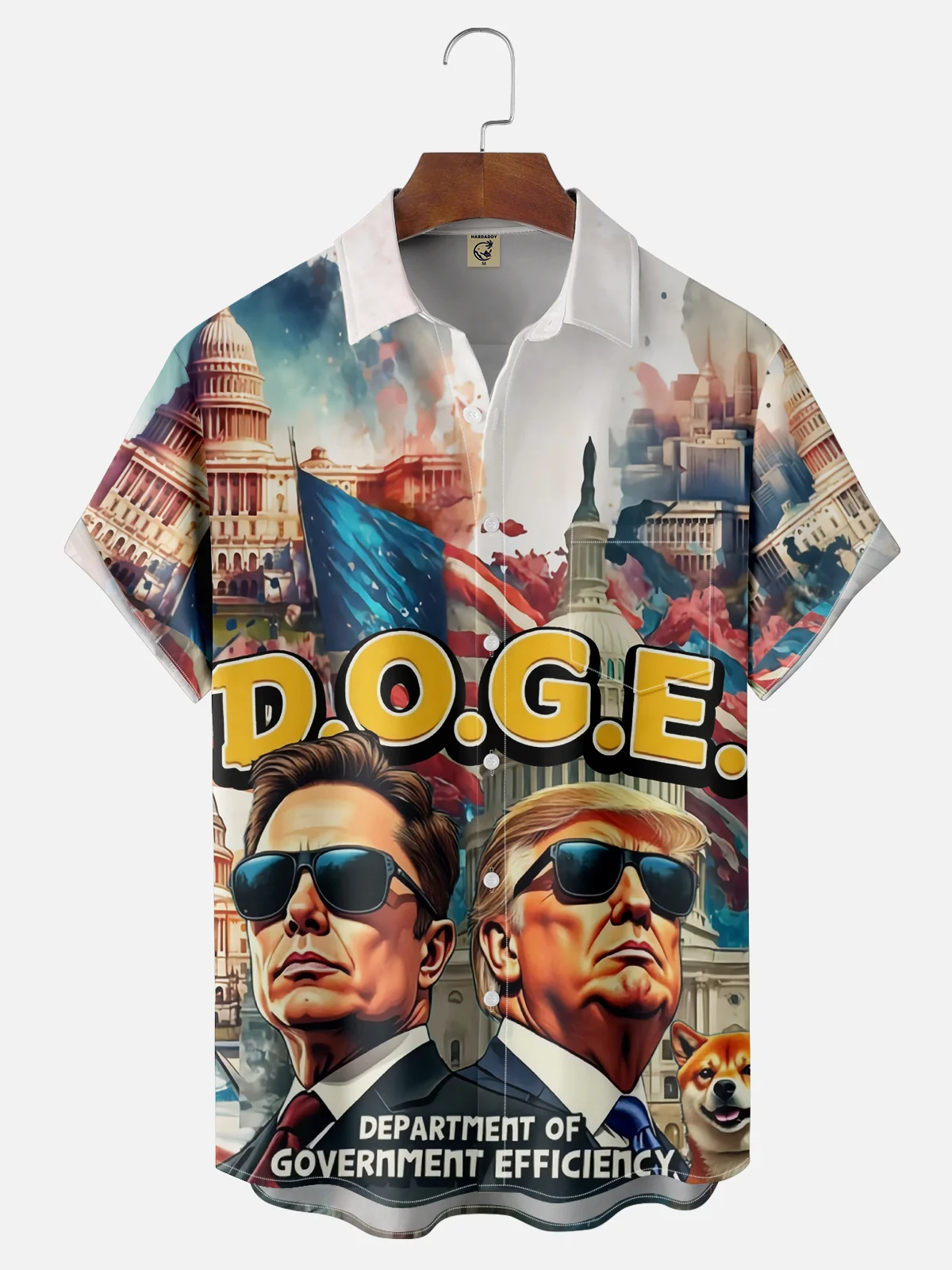 Moisture wicking Musk Trump D.O.G.E. chest pocket casual shirt