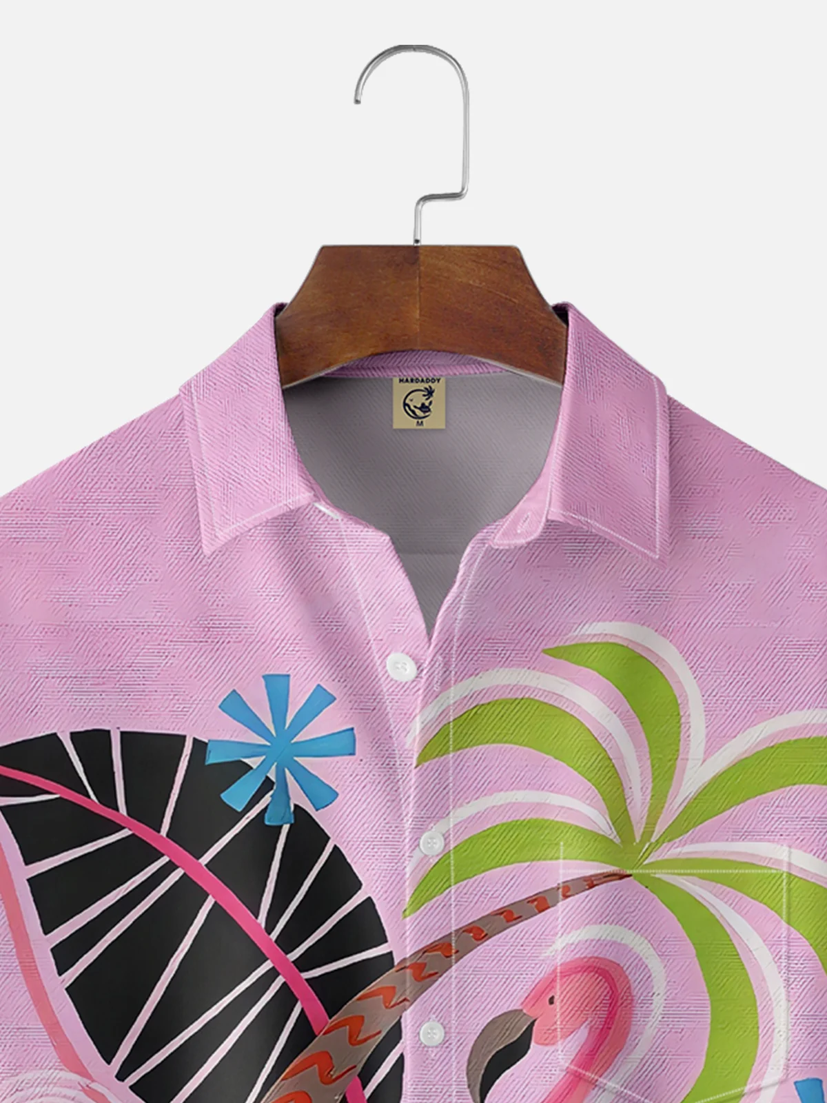 Moisture-wicking Flamingo Abstract Art Chest Pocket Hawaiian Shirt