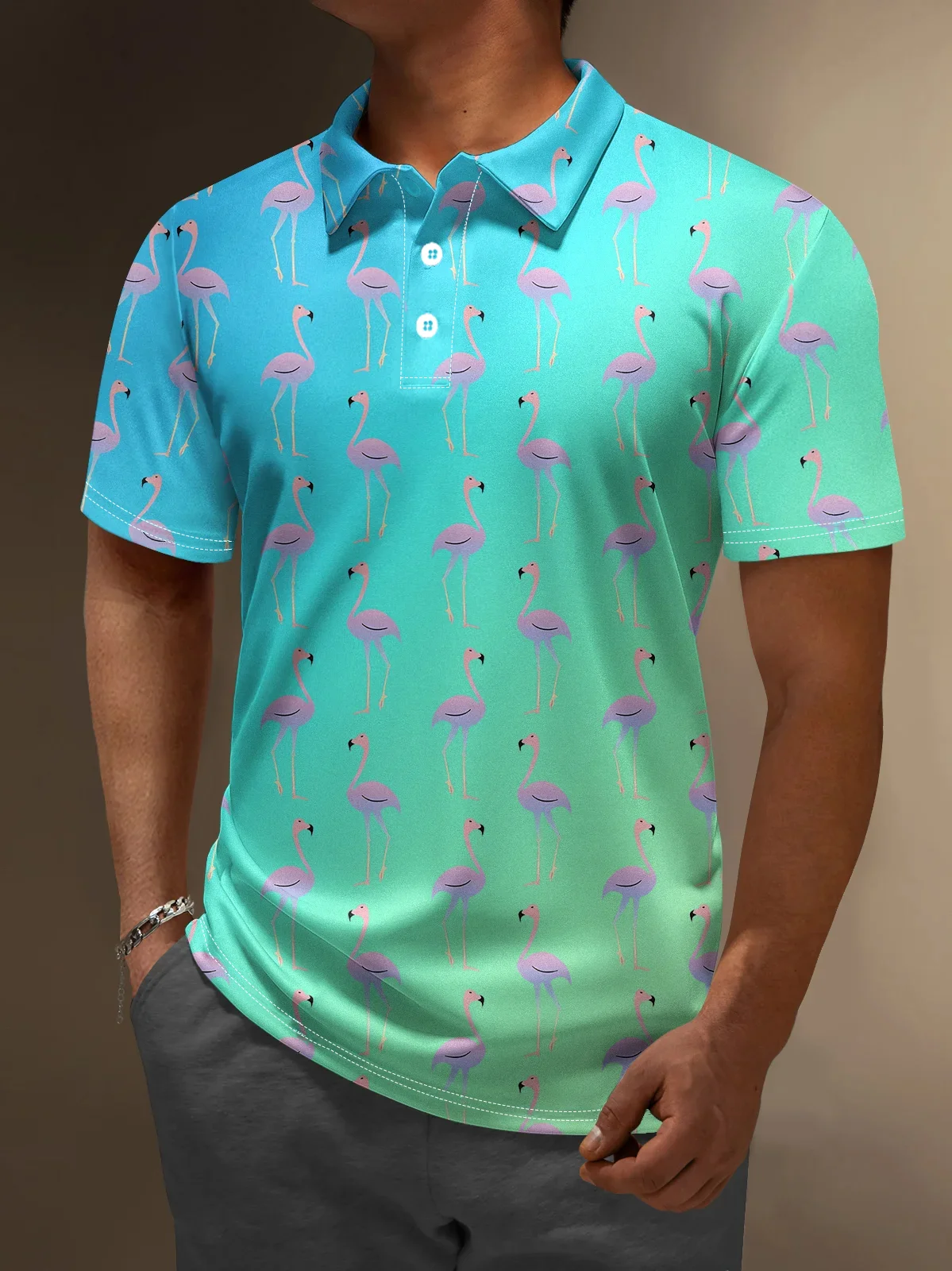 Hardaddy Moisture-wicking Golf Polo Ombre Flamingo