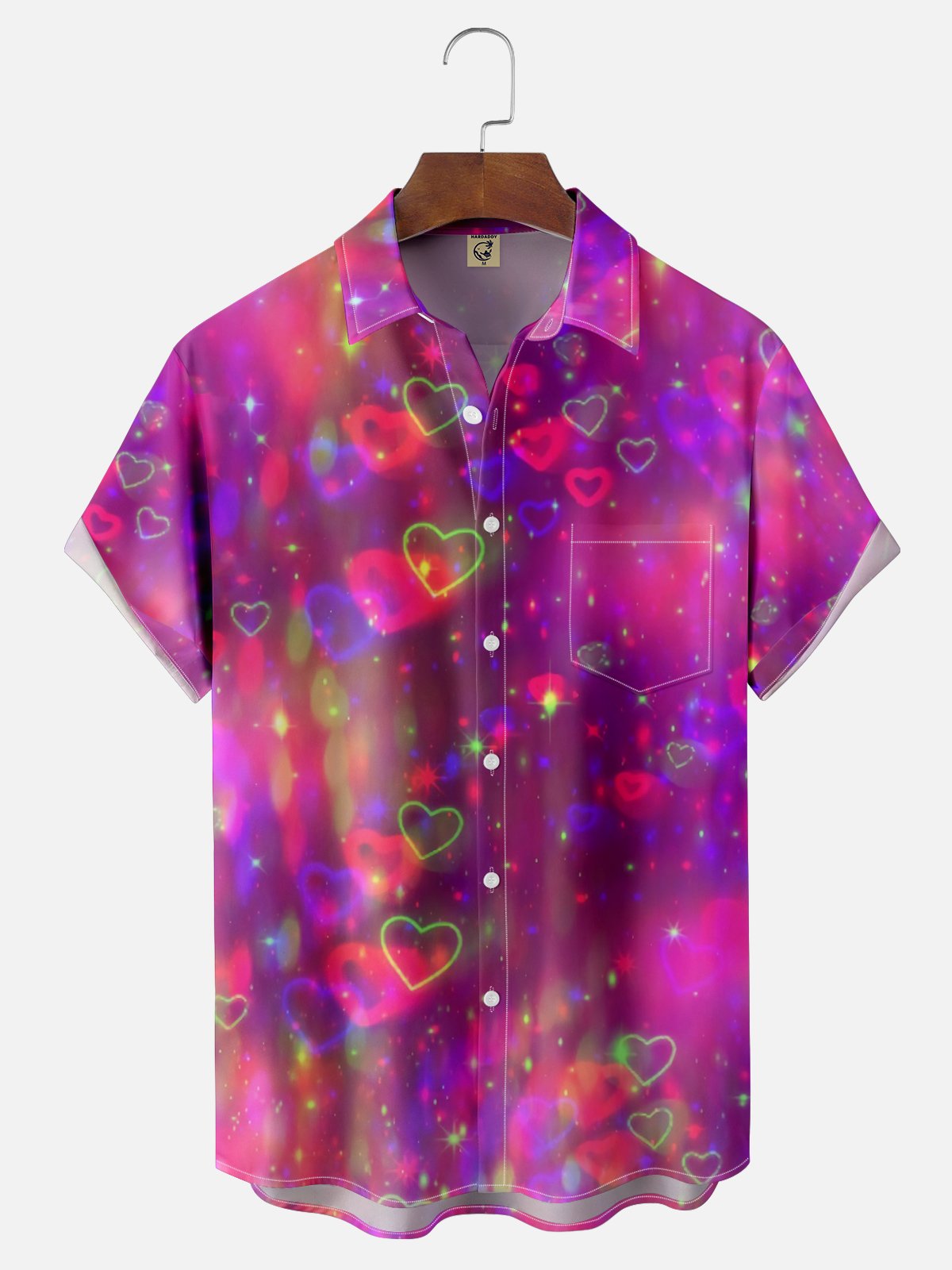 Moisture-wicking Valentine's Day Heart Chest Pocket Casual Shirt